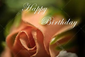 Happy Birthday with rose closeup photo