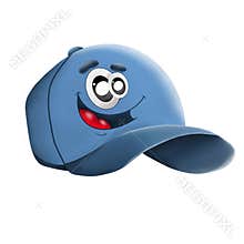Cartoon character blue cap on white background, illustration