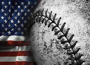 American Flag Old Worn Baseball Texture Leather Game Sports Competition