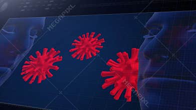 Concept of Virus contagious between two persons. 4K 3D animation