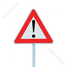 Other Danger Ahead Warning Road Sign Pole isolated