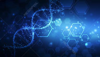 Abstract technology science concept DNA futuristic on hi tech blue background