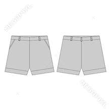 Shorts pants in gray colors for girls isolated on white background. Technical sketch sportswear kids clothes