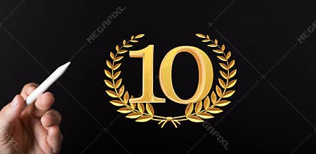 A 10 years anniversary celebration logotype with elegant celebration 3d