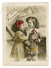 Retro postcard with children