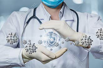 Concept of medical protection against the spread of the virus on planet Earth
