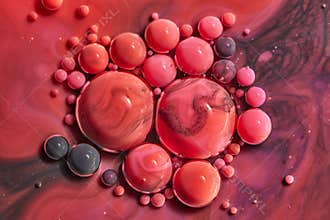 Colourful acrylic bubbles.Abstract ink design template mixed texture background. Liquid color backdrop. Wallpaper pattern. Oil