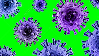 Virus or bacterium cells animation green screen