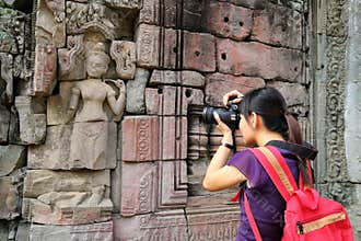 Tourist at Angkor Wat