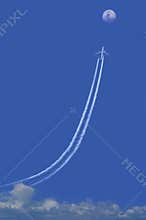 Airplane take-off. Success. Two in one