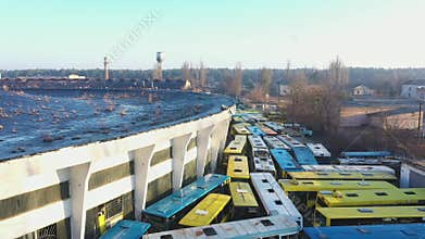 Abandoned broken old buses.