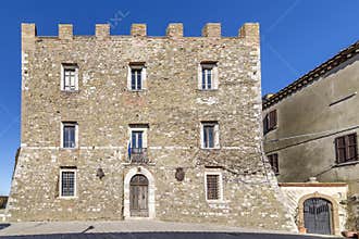 The beautiful palace of the Rocca Aldobrandesca of Manciano, Grosseto, Tuscany, Italy, on a sunny day