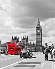 London bus and cab