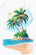 artwork graphic of majestic palm tree in painting style of Leonid Afremov. Generative AI