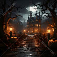 halloween pumpkin 3d object background illustration orange celebration holiday generative Ai