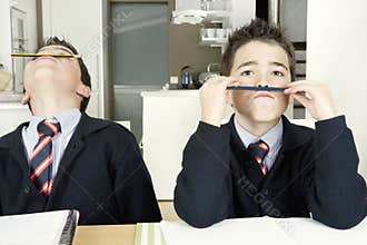Kids doing homework at home