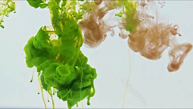 Abstract Powerful Vivid Color Ink Drops Spreading in Water Texture