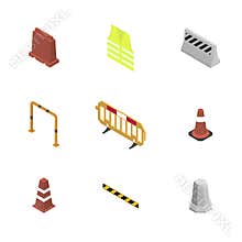 Under construction design elements, flat 3D isometric style