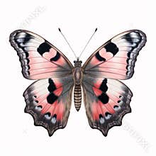 Hyperrealistic Peacock Butterfly Illustration In Pink And Black
