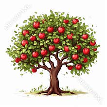 Colorful Apple Tree Clipart for Toddler Book AI Generated