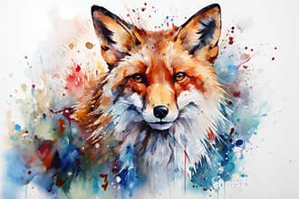 watercolor Fox Hand painted Watercolor illustration of Fox