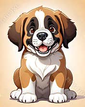 Saint Bernard puppy dog cartoon character