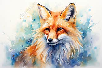 watercolor Fox Hand painted Watercolor illustration of Fox