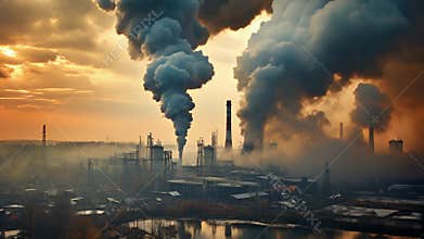 Smoke from industries releasing carbon dioxide