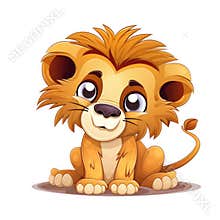 Adorable Cartoon Lion Cub Illustration for Children\'s Book and Educational Material, AI Generated
