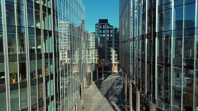 Aerial view the office building and modern architecture in the financial district. Urban business concept. Skyscrapers.