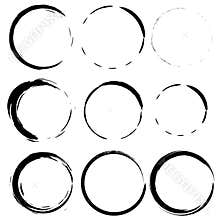 Vector set of grunge circle brush strokes. Set 3