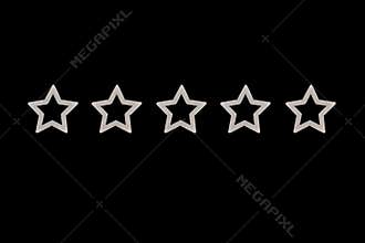 gray, silver five star shape on the background of the blackboard. Increase rating or ranking, evaluation, classification idea