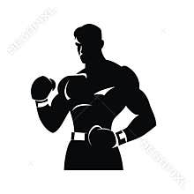 boxer black icon on white background. boxer silhouette