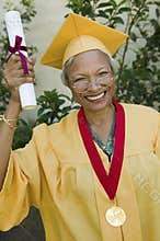 Senior Woman With Degree And Medal