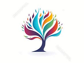 A colorful tree logo icon in hand-drawn style