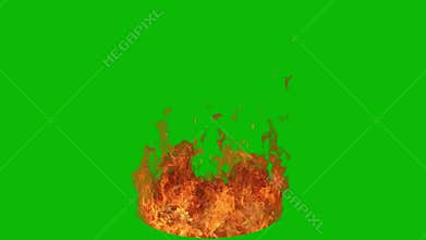Isolated burning flame on green screen