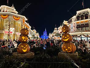 Magic kingdom with Halloween decoration