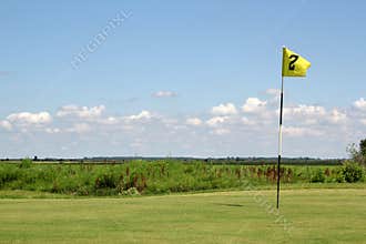 Yellow golf flag