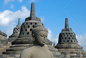 Borobudur - Buddha statue with perforated stupa's