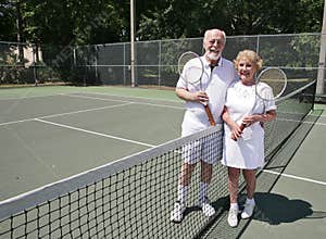 Senior Tennis with Copyspace