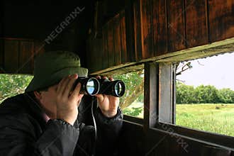 Man birdwatching