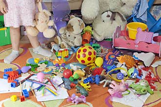 Messy kids room with toys