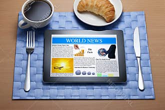 Ipad Tablet Online Breakfast Newspaper