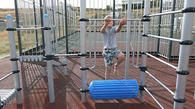 Children on the playground on the street in the yard. Live a healthy life. Be H3althy