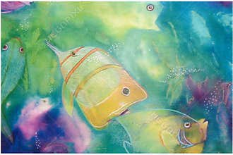 Fish Playing in Mixed Media