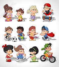 Cute happy cartoon kids