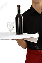 Waiter carrying wine