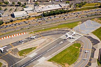 Airport runway airplanes