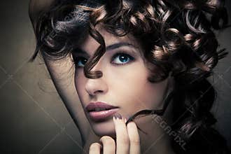 Shiny curly hair