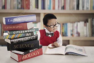 Student with lessons books
